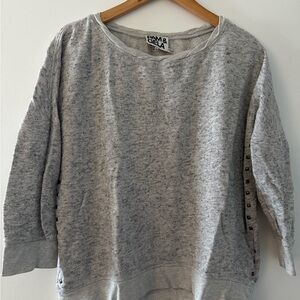 Pam & Gela Grey Heathered Sweatshirt with Stud Detail - Size M
